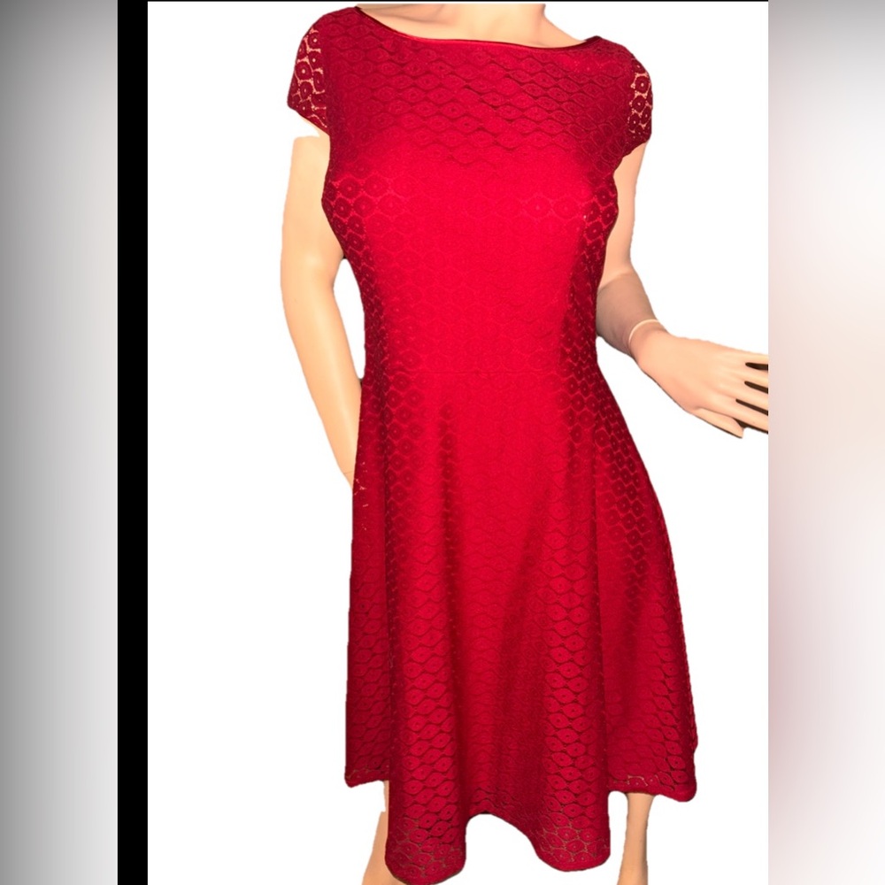 Eva picone dress sz 12 Elegant Red Lace Dress eyelet Black Label